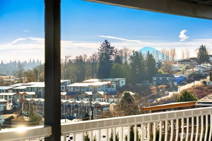 Enjoy Mount Rainier views from the covered Trex deck and main windows.