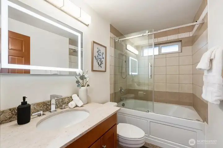 LED light mirrors with jetted tub