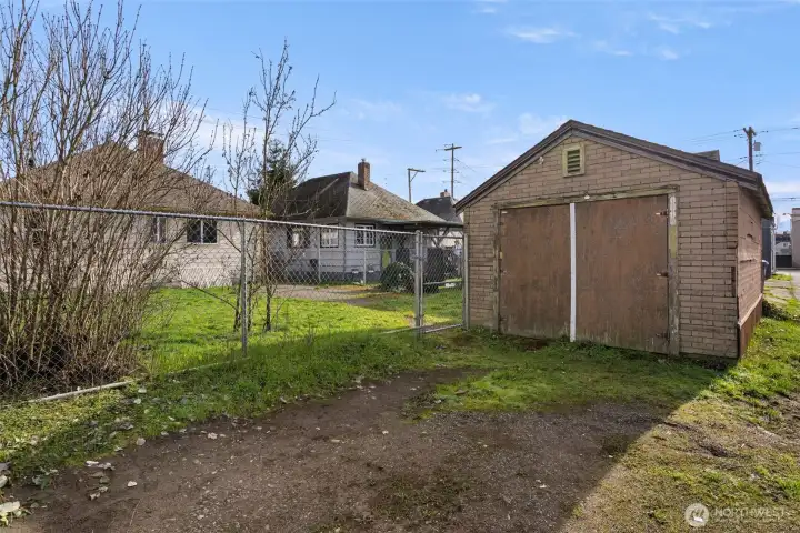 Alley access brings you to this petite garage, a little rough around the edges but full of potential. Perfect for motorcycles, bikes, tools, weekend projects, or extra storage, with off-street parking waiting right out front to keep things easy and convenient.