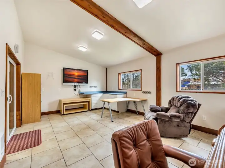 Office or possible, additional living space in the back of the detached shop. Buyer to verify.