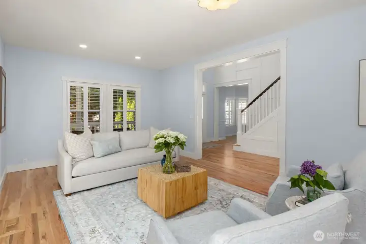 The family room. The majority of the home has plantation shutters for nice privacy and timeless style. The family room. The majority of the home has plantation shutters for nice privacy and timeless style.