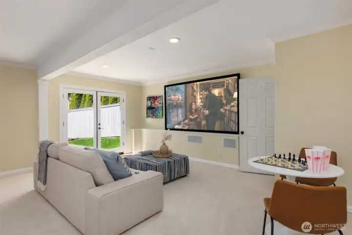 Adjacent to the main living areas in the home is a large media room. An excellent bonus space that could also be a home gym, office or game room. Adjacent to the main living areas in the home is a large media room. An excellent bonus space that could also be a home gym, office or game room.