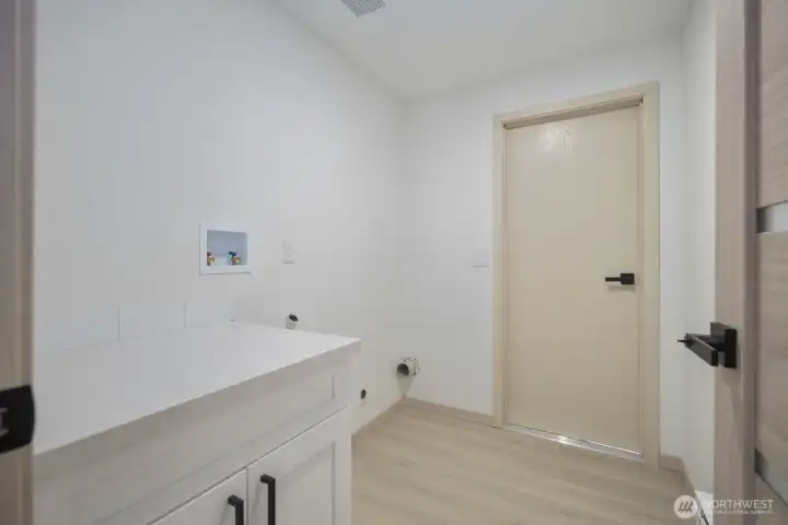 Laundry room w/sink and entry to garage