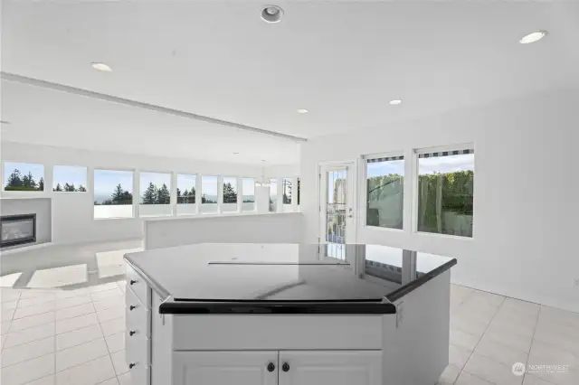 Kitchen overlooking living room
