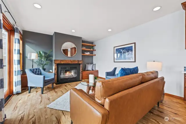 Family room with cozy gas fireplace