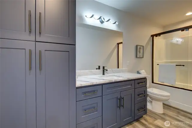 Main full bath with lots of storage