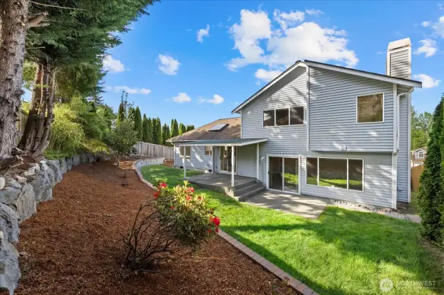 Fully fenced peaceful yard.