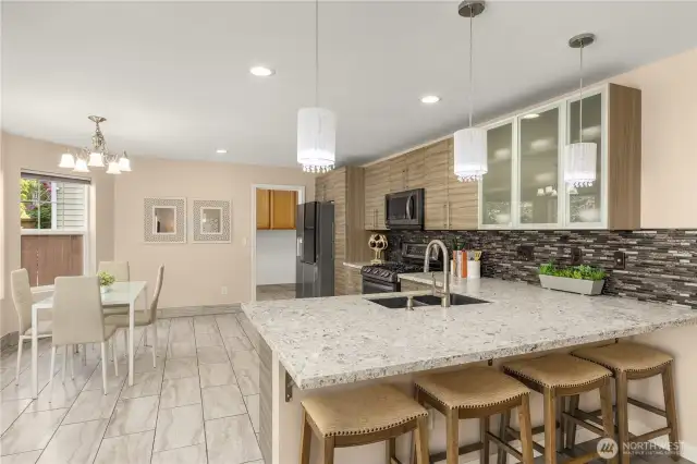 Beautifully remodeled spacious kitchen with breakfast area