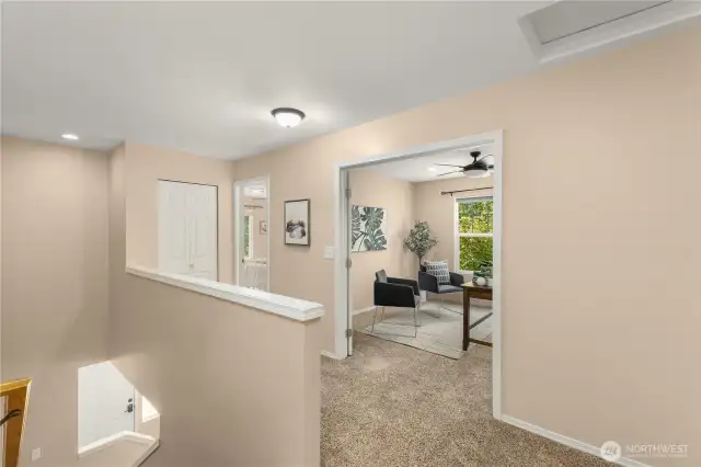 4 bedrooms including primary bedroom and 2 full bathrooms upstairs
