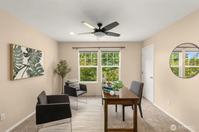 4th bedroom upstairs with french doors that can be used as an office or bedroom complete with a walk in closet