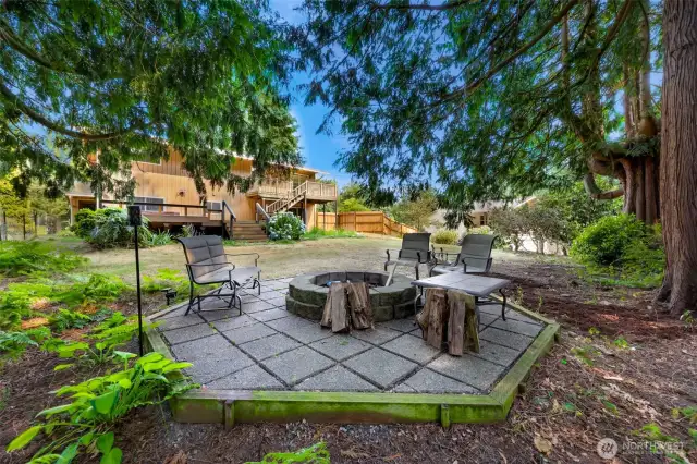 firepit area- tucked away under the trees