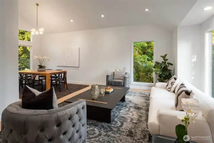 Living room flows easily to the dining room.