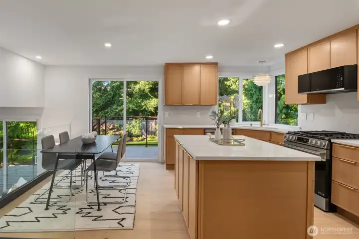 Natural light filled kitchen with easy flow for entertaining.