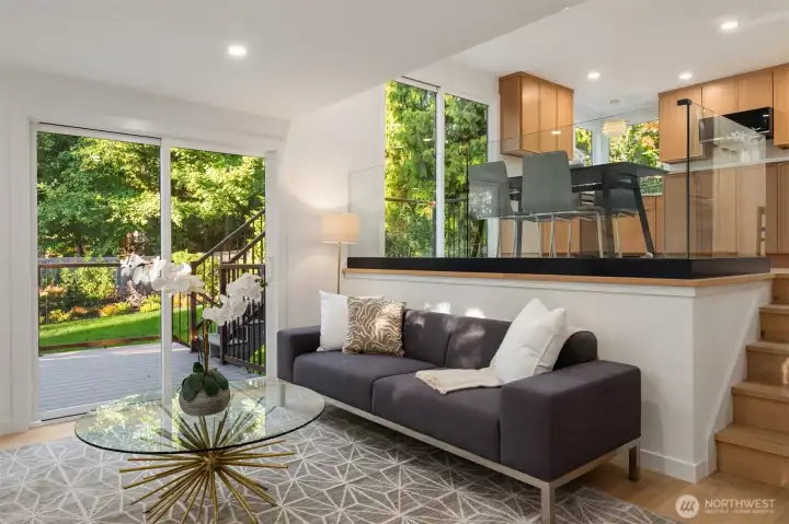 Natural light filled family room.