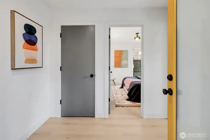 Entry-level foyer with spacious coat closet.