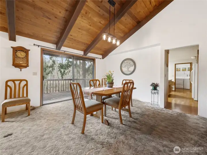 The dining area is off the kitchen and is very large, but comfortable. It could accommodate a much larger table, if needed.