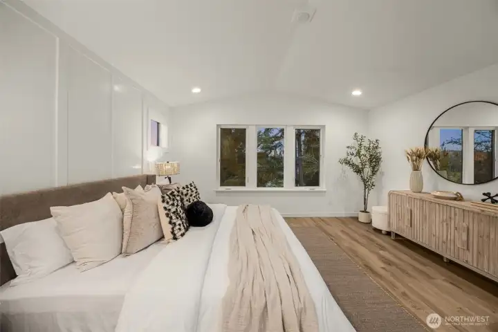 Vaulted ceilings and tons of natural light