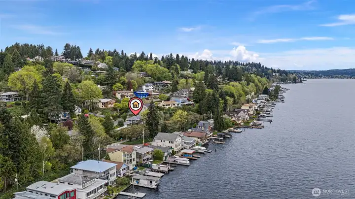 The quiet neighborhoods of Matthews Beach and Cedar Park to the north, situated perfectly to enjoy the views with Mt. Baker in the north and Mt. Rainier in the south.