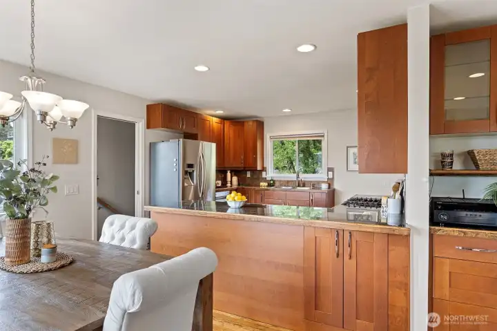 A view of the access to the attached garage from the kitchen, keeping those groceries dry!