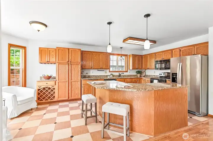 Ample cabinet space and counter prep space