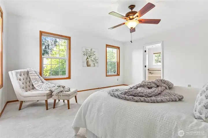 Large enough space for a reading corner and all of your bedroom furniture