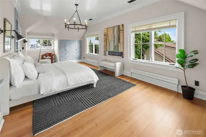 Upstairs, two spacious bedrooms are complemented by custom blinds and a generous ¾  bath featuring timeless finishes.