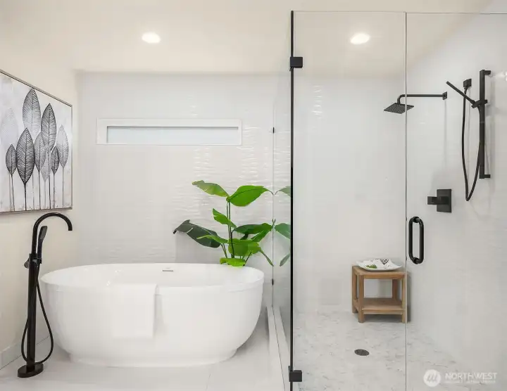 Luxurious Soaking Tub along with European Shower Luxurious Soaking Tub along with European Shower