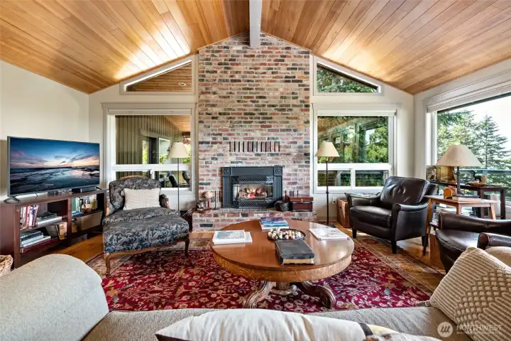 Masterpiece brick propane fireplace.