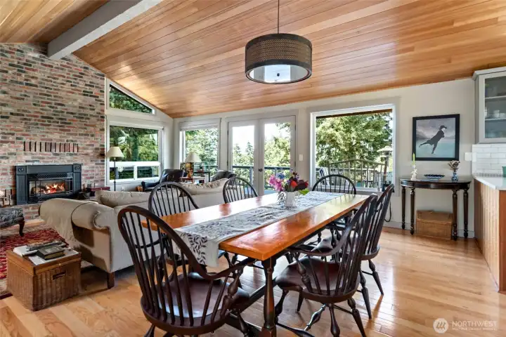 French doors open to the deck.