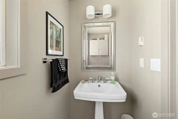 Updated powder room with tiled floors