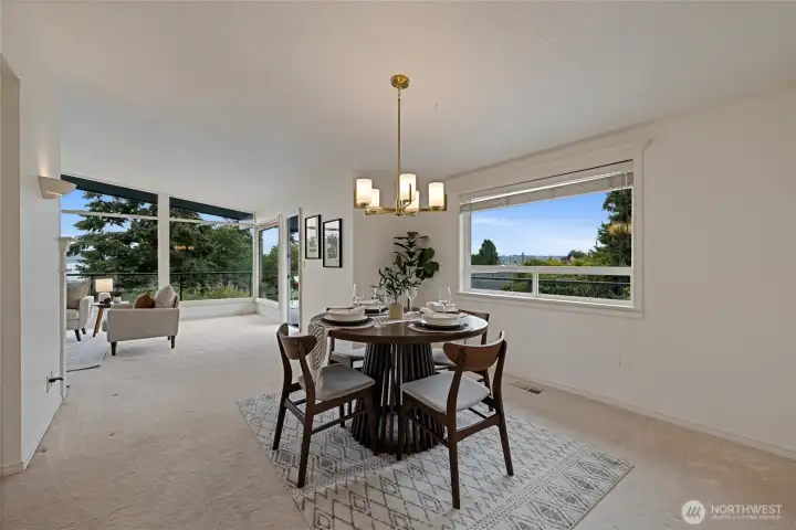 Dining area can accommodate a large table with extensions for those moments that are lifetime memories.