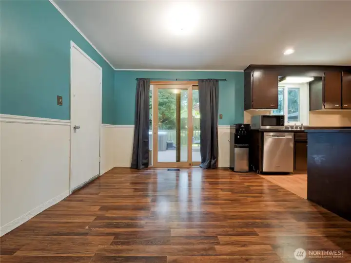 Dining room with slider to deck