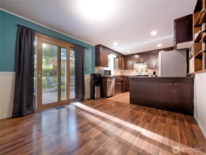Bright dining area and kitchen