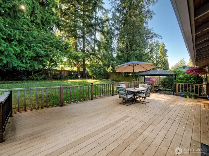 Large composite deck ideal for entertaining, and gazebo that stays