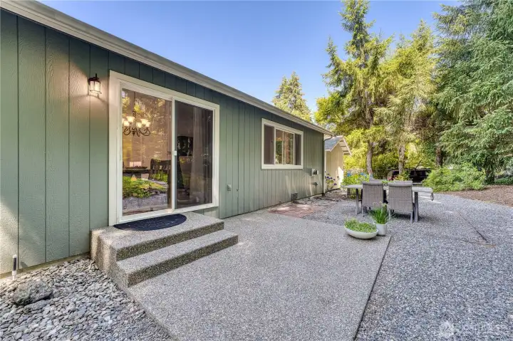 Low maintenance private yard with a patio and plenty of space for the BBQ gathering.