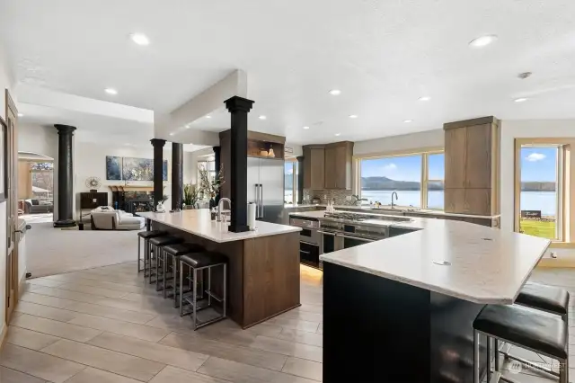 Temperature controlled wine closet to the left.