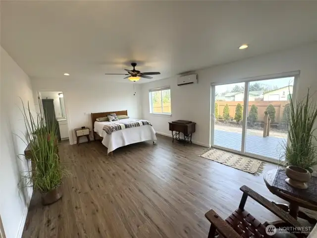 Extra large 20x13 Primary Bedroom with slider to back deck