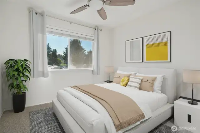 2nd bedroom on upper level with territorial view - Virtually staged to give you a sense of the potential!