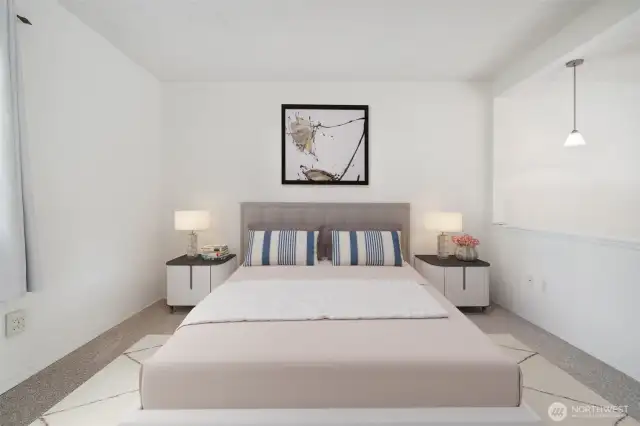2nd upstairs bedroom - Virtually staged to give you a sense of the potential!