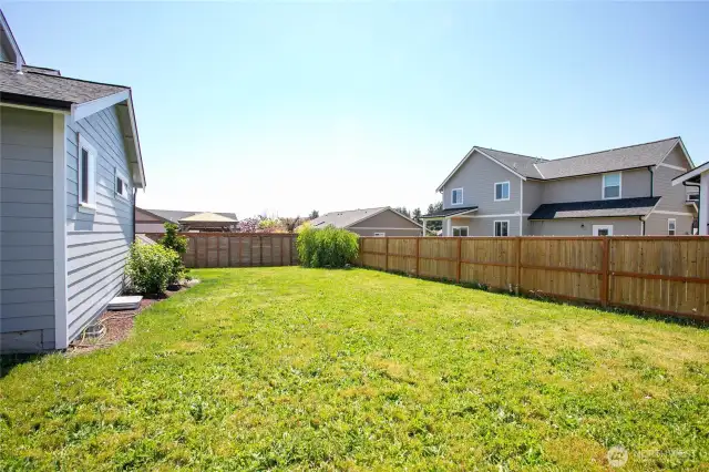 Almost fully fenced back yard.