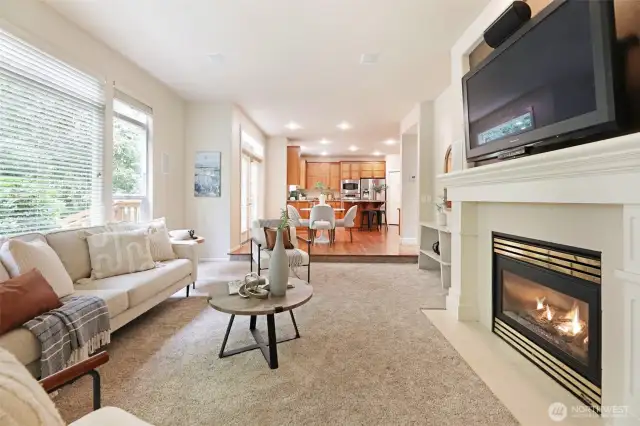 Family room, nook and kitchen connect seamlessly for gatherings & game nights!