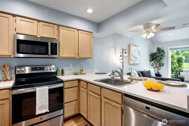 Updated kitchen with new countertops and appliances all in the last four years.