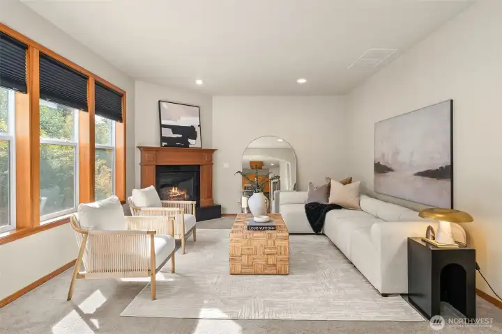 Living room with cozy gas insert