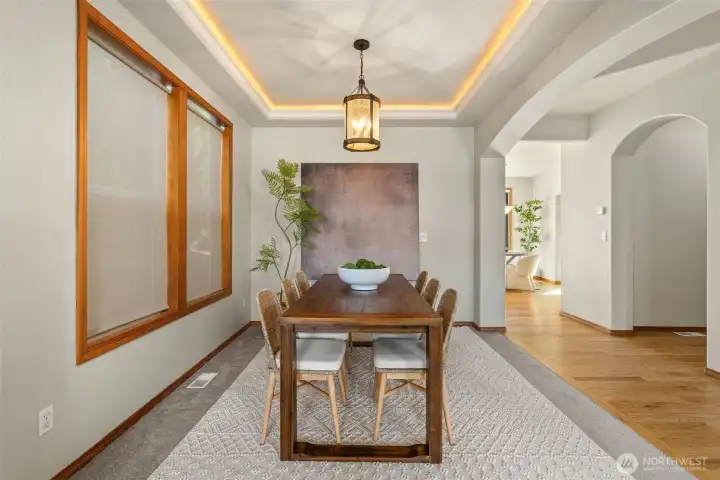 Look at the coffered ceilings and crown molding!