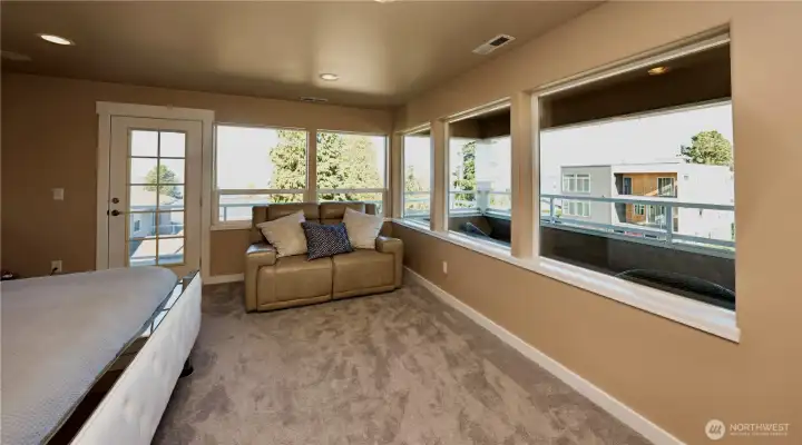 Penthouse bedrooms, has two balconies that maximize view of lake and city