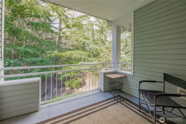 Private deck facing greenebelt