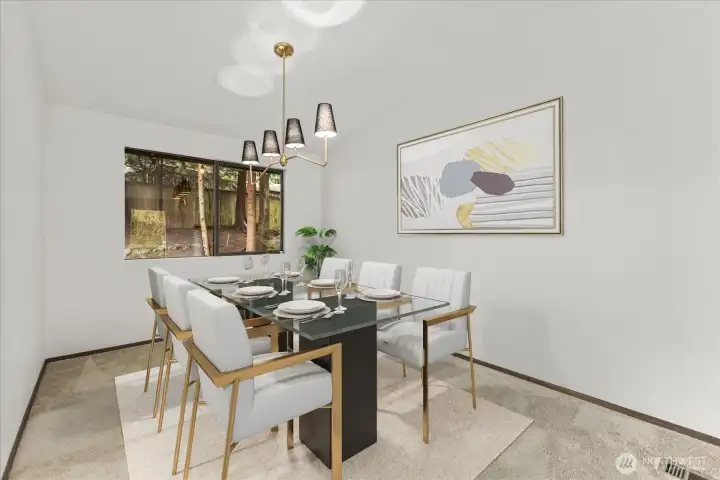 Digitally staged dining room