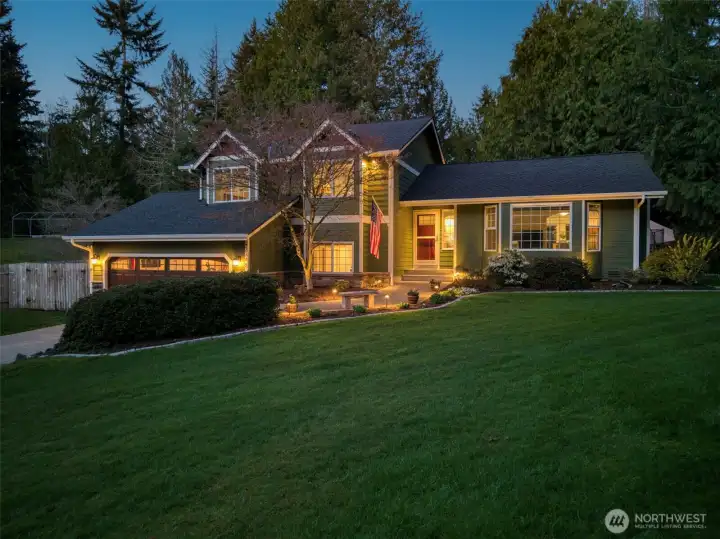 Twilight brings out a whole new level of beauty in the front of the home.