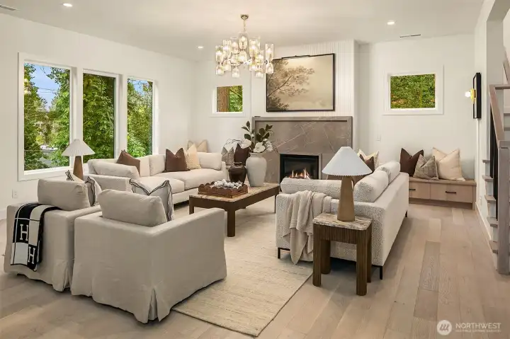 Warm, yet bright living room.