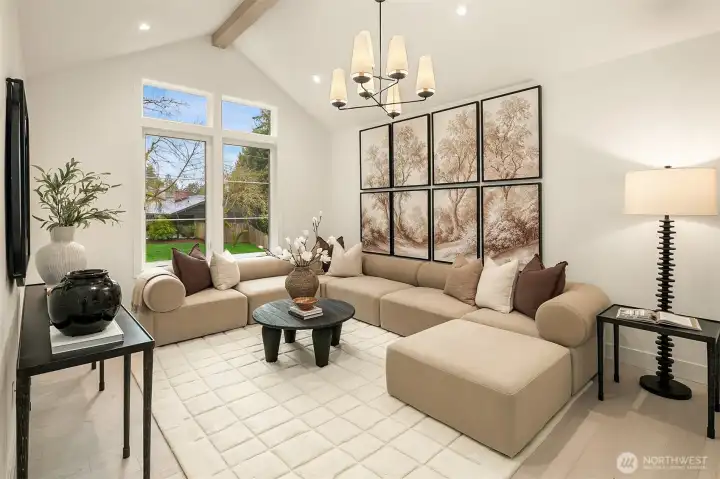 Head upstairs where you  will enter an entertaining loft.